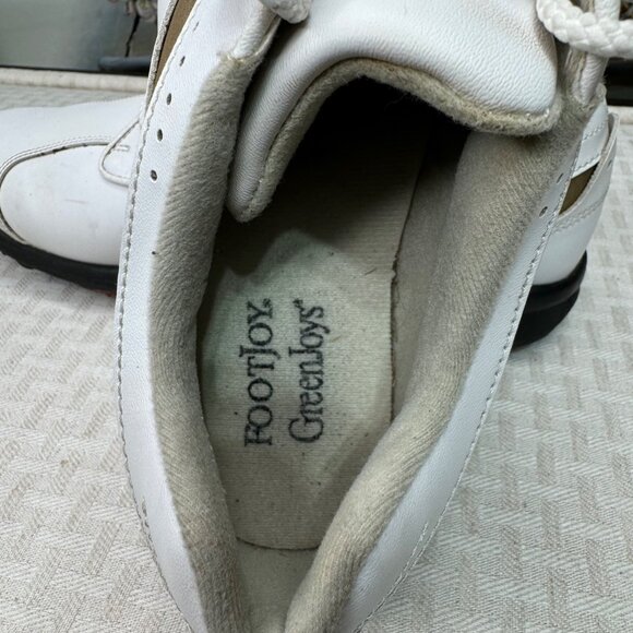 FootJoy Womens Size 8.5M Green Joys Golf Shoes White & Tan Leather - Picture 5 of 8